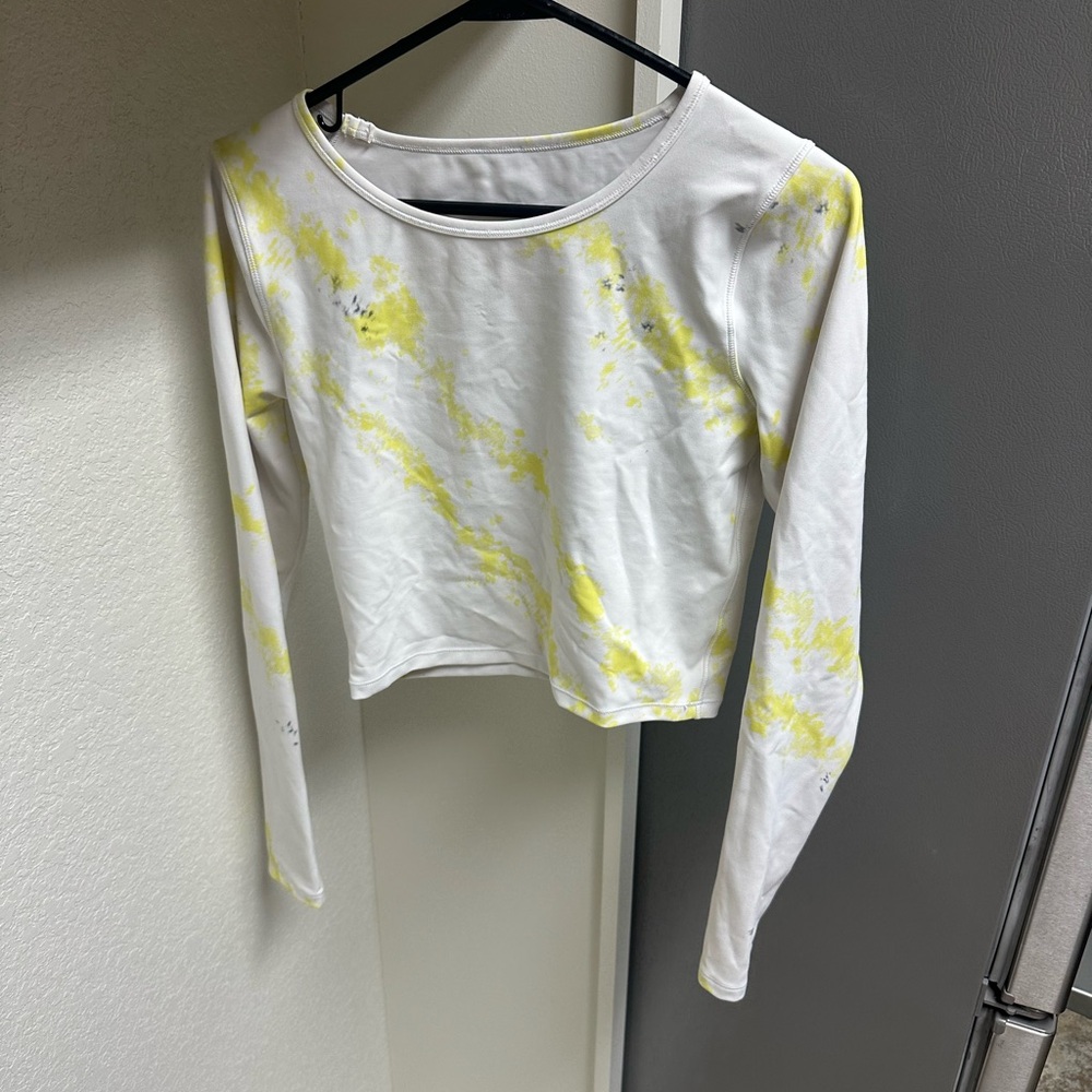 Lululemon White and Yellow Tie-Dye Women's Top